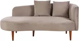 Sofa Beliani Dešininės pusės šezlongas CHAUMONT veliūrinis smėlio pilkos spalvos