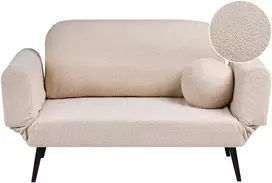Beliani Dvivietė išskleidžiama sofa DOROTEA, Boucle, smėlio spalvos