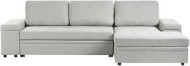 Sofa Beliani Išskleidžiamas kampas HRISEY Boucle Baltos spalvos su daiktadėže kairinis