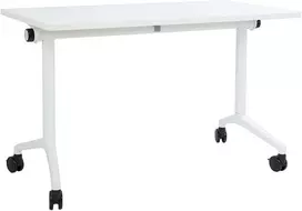 Beliani Sulankstomas rašomasis stalas CAVI, baltas, 120 cm x 60 cm, su ratukais