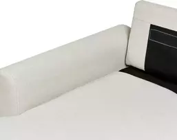 Beliani Išskleidžiama 3 vietų kampinė sofa NASSJO sintetinis linas šviesiai smėlio spalvos dešininė