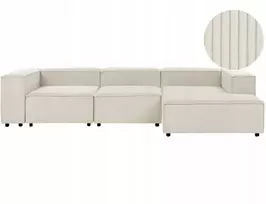Beliani Keturvietė modulinė kampinė sofa ARDAL, kairinė, kreminė balta, velvetas