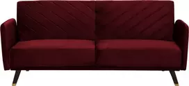 Beliani Trivietė išskleidžiama sofa SENJA, veliūrinė, bordinė