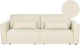 Beliani Trivietė išskleidžiama sofa VAXHOLM Boucle, kreminės spalvos su patalynės dėže