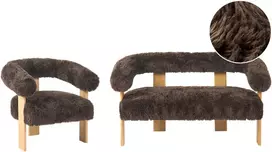 Sofa Beliani Poilsio baldų komplektas ILBRO dirbtinis kailis tamsiai rudas / šviesiai rudas