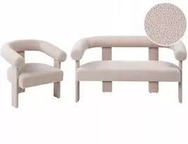 Sofa Beliani Svetainės komplektas ILBRO Boucle šviesiai smėlio spalvos