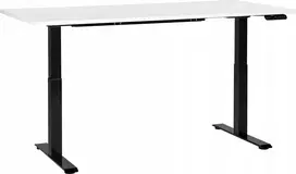 Beliani Reguliuojamo aukščio stalas DESTINES baltas/juodas 160 cm 72 cm