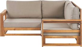 Lauko baldų komplektas Beliani 2 vietų sodo kampinė sofa TIMOR Modulinė, sertifikuota akacijos mediena, šviesiai ruda