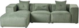 Beliani Trijų vietų kampinė sofa DOLVA, šenilinis audinys, tamsiai žalia, dešininė