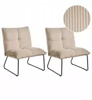 Fotelis Beliani 2 foteli komplektas BJASTA, velvetinis, smėlio spalvos