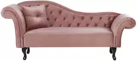 Sofa Beliani Kairysis gultas LATTES, veliūrinis, rožinis