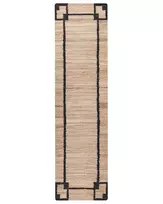 Beliani Kilimas GONDIA juodas / smėlio spalvos 80 x 300 cm džiutas