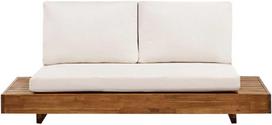 Lauko baldų komplektas Beliani 2 vietų sodo sofa MARETTIMO iš sertifikuotos akacijos medienos, kreminė balta