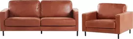 Sofa Beliani 4 vietų svetainės baldų komplektas SAVALEN, ekologiška oda, auksinė ruda