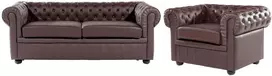 Sofa Beliani 4 vietų poilsio komplektas CHESTERFIELD natūralios odos, rudas