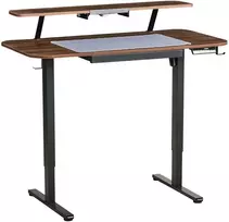 Beliani Elektriškai reguliuojamas stalas WILBANKS rudas / juodas 120 cm 60 cm su USB jungtimi