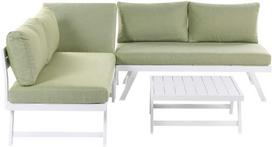 Lauko baldų komplektas Beliani Kampinė sodo sofa su staliuku 5 asmenims COCCORINO žalia metalinė