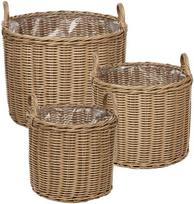 Beliani 3 krepšių gėlėms komplektas PENDULA 33/37/45 cm natūralus technorotangas