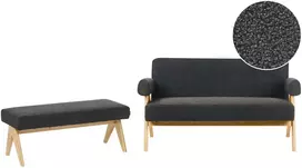 Sofa Beliani Svetainės baldų komplektas TAMRE Boucle juodas/šviesiai rudas