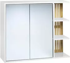 Beliani Pakabinama vonios kambario spintelė su veidrodžiu NUBES 80 cm 70 cm balta