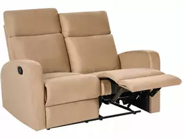Beliani 2 vietų sofa su rankine atsipalaidavimo funkcija VERDAL, veliūras, šviesiai ruda