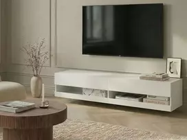 TV staliukas Beliani TV spintelė su LED apšvietimu EDMONTON balta