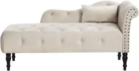 Sofa Beliani Dešininė šezlongo kėdė IVRY, veliūrinė, šviesiai smėlio spalvos