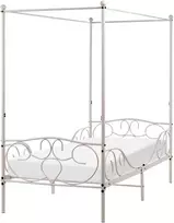 Beliani Metalinė lova su baldakimu SORMERY 90 x 200 cm šviesiai smėlio spalvos