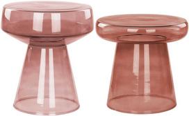 Beliani 2 pagalbinių staliukų rinkinys LAGUNA/CALDERA stiklinis raudonas
