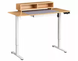 Beliani Elektriškai reguliuojamas stalas LUCAMA šviesiai ruda/balta 120 cm 60 cm su USB jungtimi