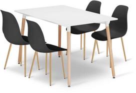 Lauko baldų komplektas Valora Baldų komplektas su ADRIA stalu ir 4 WAT kėdėmis, baltas ir juodas, 120 × 80 × 75 cm, 5 vnt.