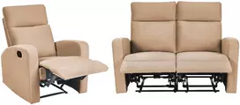 Sofa Beliani VERDAL 3 vietų sofų komplektas su rankine atsipalaidavimo funkcija, veliūras, šviesiai rudas
