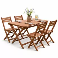 Lauko baldų komplektas Juskys Sodo valgomojo komplektas Rimini, 5 dalių, stalas 120x57,5x74 cm, 4 kėdės, akacijos mediena