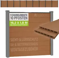 Juskys Privatumo tvora Rinkinys 9 skydai 170x2x180 cm Tikas 10 stulpų