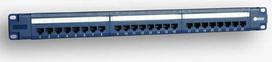 EmiterNet Panel 19", 24xRJ45 UTP cat.5e (1U) su lentyna, mėlynas (PoE)