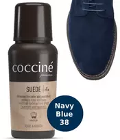 Tamsiai mėlyna zomšos ir nubuko spalvos atnaujinimo priemonė – Coccine Suede, Navy Mėlyna, 75 ml