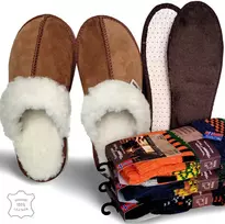Kinkekomplekt 3 ühes: Nowo® lambavillaga sussid, Vincent Creation® villased sokid ja Coccine® meriinovillast sisetallad