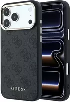 Dėklas Guess PU Leather 4G Gold Frame MagSafe Case for iPhone 18 Pro Max Juodas