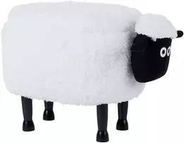 Beliani Gyvūno formos pufas su daiktadėže SHEEP baltas avytė