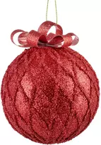 Mondex Since 1986 SANTA LILA Kalėdinis rutulys 10 cm dekoruotas, putų polistirolo