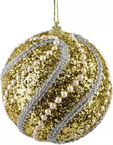 Mondex Since 1986 SANTA LILA Kalėdinis rutulys 10 cm dekoruotas, putų polistirolo