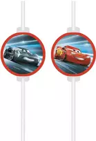 Globos Europe Bv Disney Cars „Pergalė mano“ popierinių šiaudelių rinkinys, 4 dalys FSC