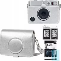 Dėklas LoveInstant Sidabrinė Dėklas Dėklas Futerał + Szkło 9h + 10x Naklejki Do Fujifilm Instax Mini Evo