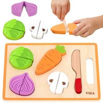 VIGA Medinė Montessori mokomoji dėlionė, Daržovės pjaustymui