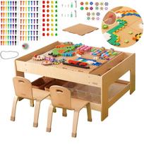 MASTERKIDZ medinis edukacinis stalas + STEM priedai + 135 kaladėlės