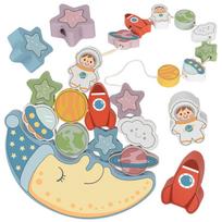 TOOKY TOY Medinis dėlionės rinkinys „Miegantis mėnulis“ Montessori Kosmosas