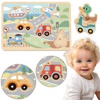 TOOKY TOY Medinė dėlionė - Automobiliai