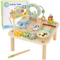 WOOPIE GREEN Medinis edukacinis stalas muzikinis sensorinis labirintas 5in1