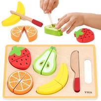 Viga Toys Medinė edukacinė dėlionė Montessori Vaisiai pjaustymui