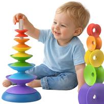 WOOPIE BABY Spalvinga dėlionė piramidė Edukacinė dėlionė
